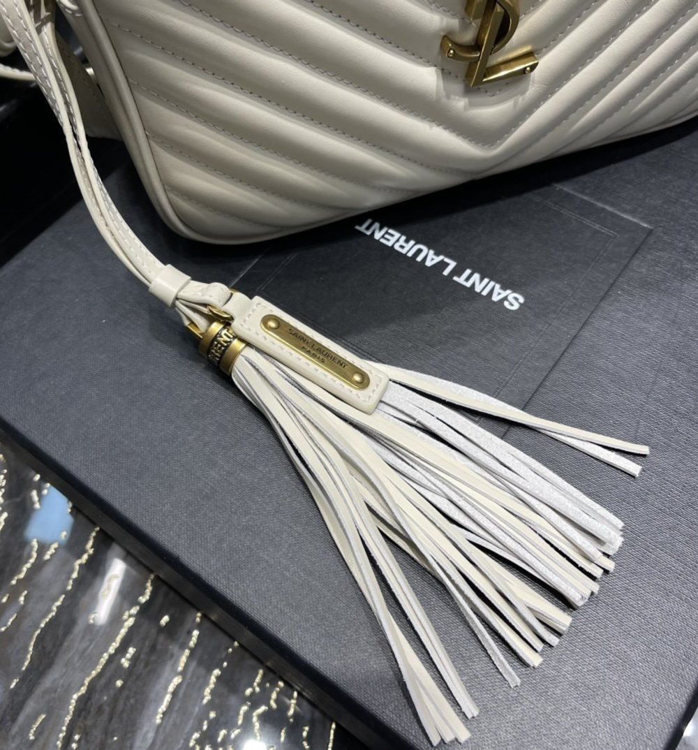 [REP 1:1] Saint Laurent Lou Camera Bag White With Gold Toned Hardware For Women 9in/23cm YSL 612544DV7079207
