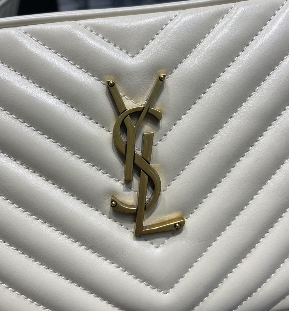 [REP 1:1] Saint Laurent Lou Camera Bag White With Gold Toned Hardware For Women 9in/23cm YSL 612544DV7079207