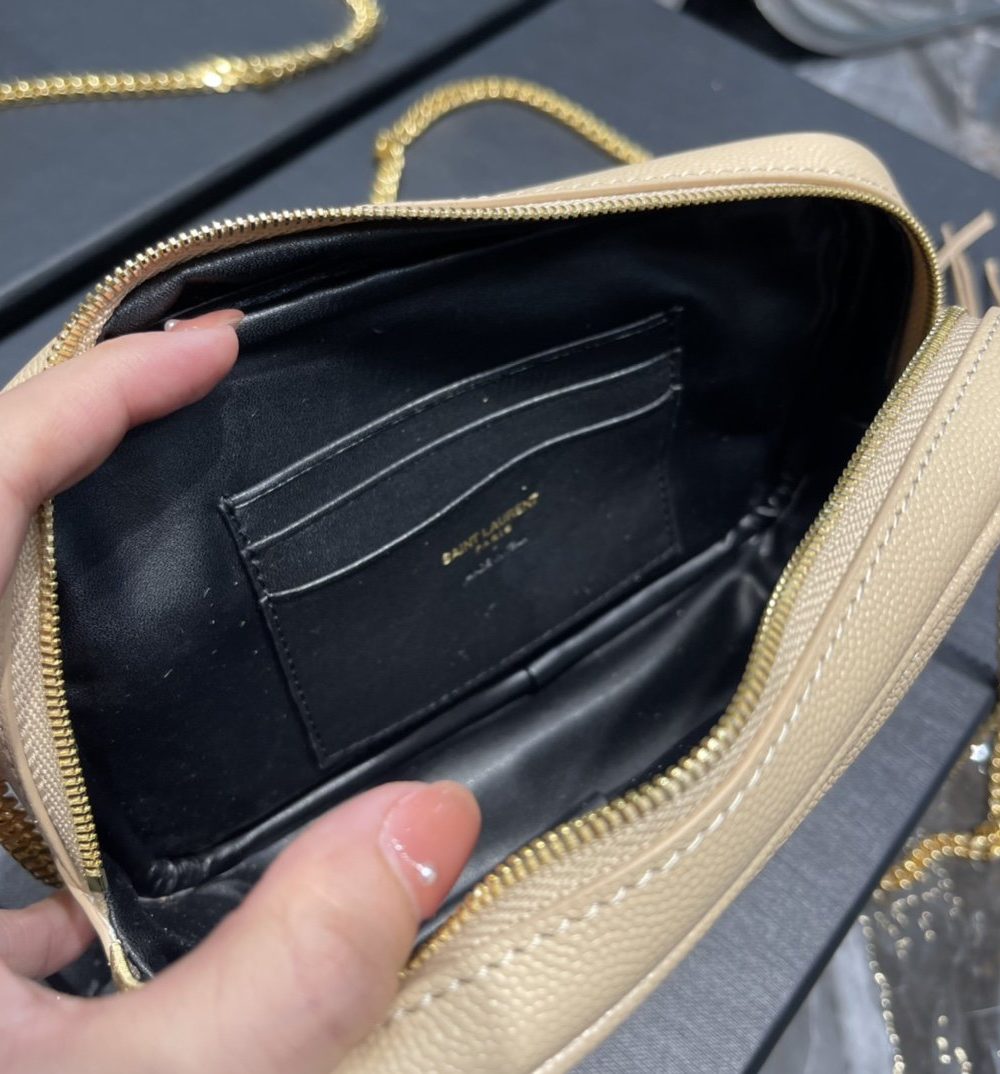 [REP 1:1] Saint Laurent Lou Mini Bag Beige In Quilted Grain De Poudre With Gold Hardware For Women 7.4in/19cm YSl 6125791GF012721