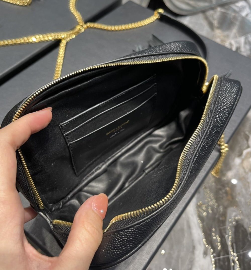 [REP 1:1] Saint Laurent Lou Mini Bag Black In Quilted Grain De Poudre With Gold Hardware For Women 7.4in/19cm YSl 6125791GF011000