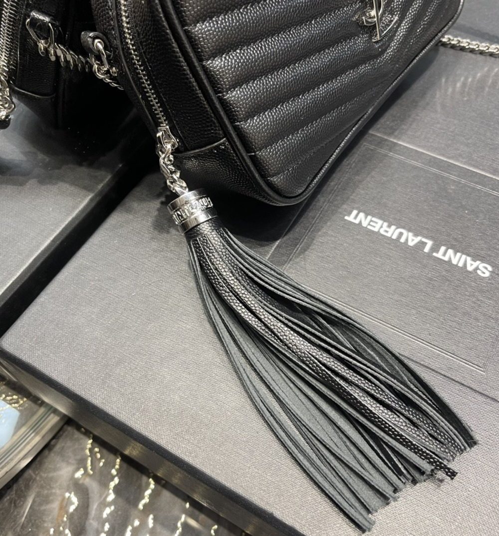 [REP 1:1] Saint Laurent Lou Mini Bag Black In Quilted Grain De Poudre With Silver Toned Hardware For Women 7.4in/19cm YSl 6125791GF021000