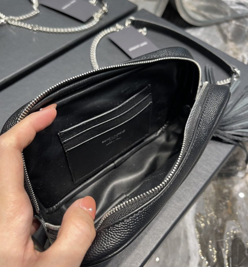 [REP 1:1] Saint Laurent Lou Mini Bag Black In Quilted Grain De Poudre With Silver Toned Hardware For Women 7.4in/19cm YSl 6125791GF021000