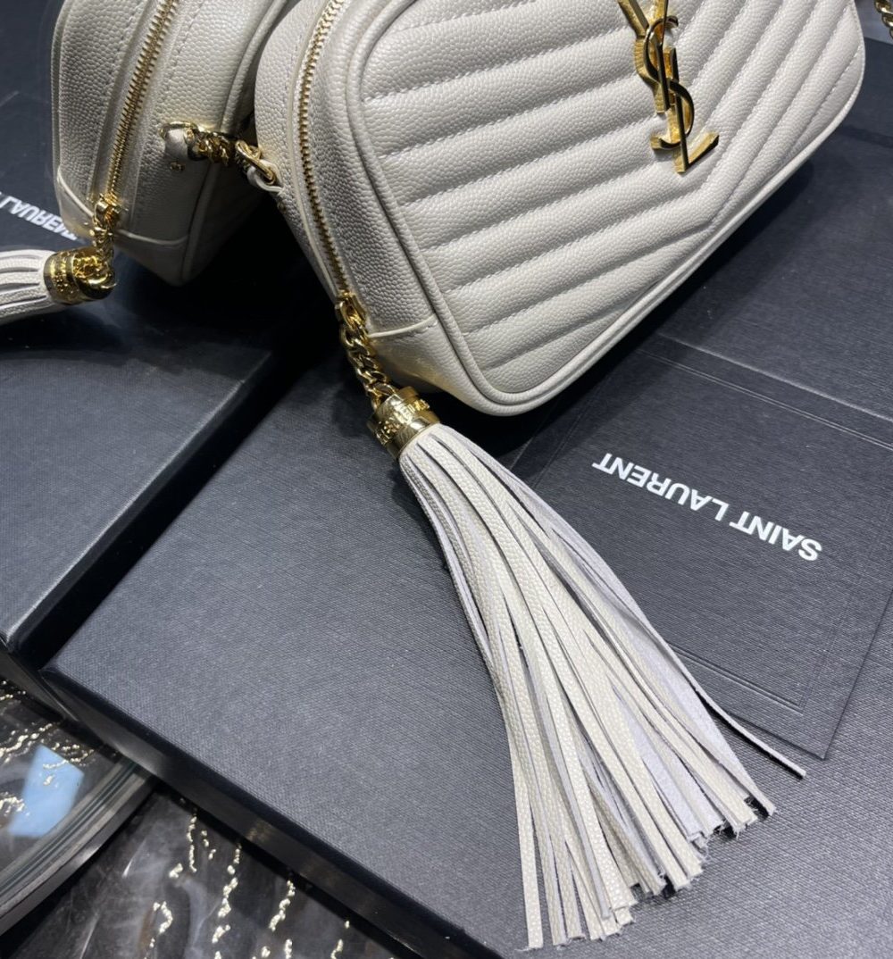 [REP 1:1] Saint Laurent Lou Mini Bag White In Quilted Grain De Poudre With Gold Hardware For Women 7.4in/19cm YSl 6125791GF019207