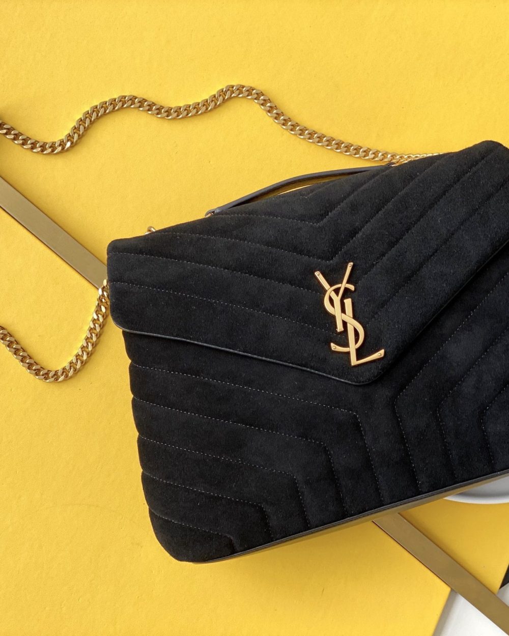 [REP 1:1] Saint Laurent Loulou Medium Chain Bag In Matelasse "Y" Black With Gold Hardware For Women 12.5in/32cm YSL 5749461U8671000