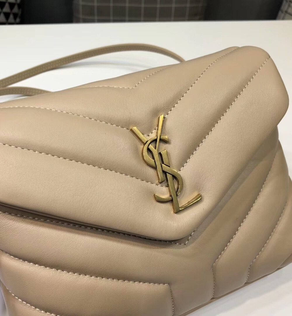 [REP 1:1] Saint Laurent Loulou Mini Shoulder Bag Beige For Women 7in/18cm YSL