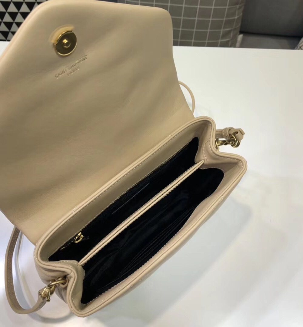 [REP 1:1] Saint Laurent Loulou Mini Shoulder Bag Beige For Women 7in/18cm YSL