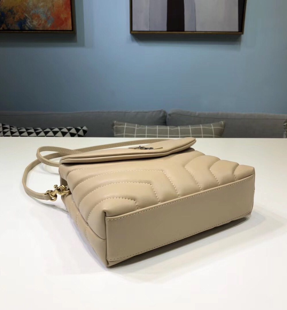[REP 1:1] Saint Laurent Loulou Mini Shoulder Bag Beige For Women 7in/18cm YSL