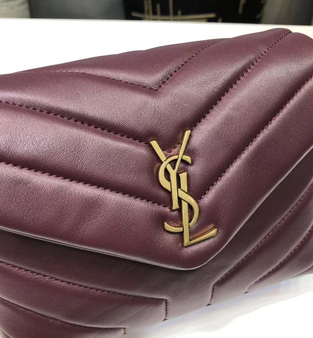 [REP 1:1] Saint Laurent Loulou Mini Shoulder Bag Burgundy For Women 7in/18cm YSL