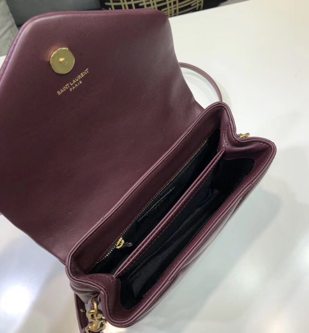 [REP 1:1] Saint Laurent Loulou Mini Shoulder Bag Burgundy For Women 7in/18cm YSL