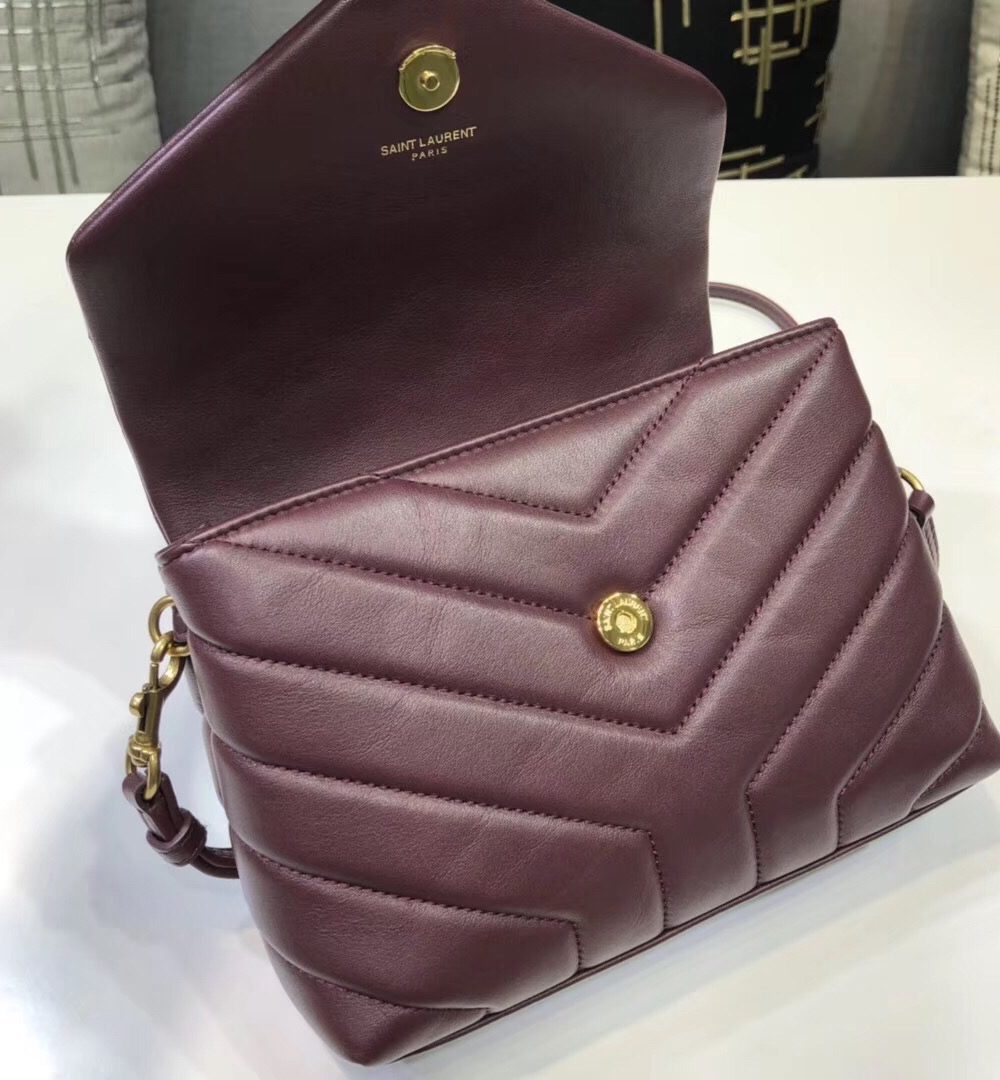 [REP 1:1] Saint Laurent Loulou Mini Shoulder Bag Burgundy For Women 7in/18cm YSL