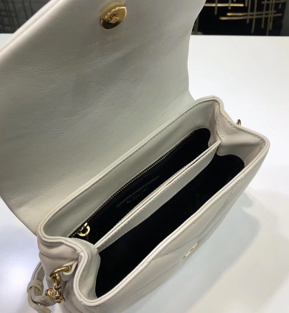 [REP 1:1] Saint Laurent Loulou Mini Shoulder Bag White For Women 7in/18cm YSL