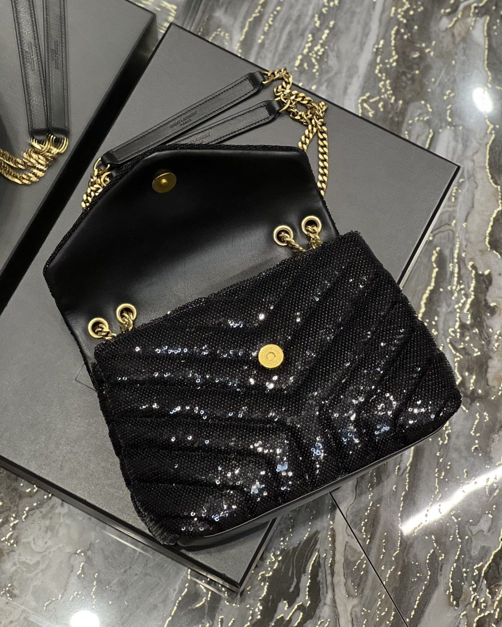 [REP 1:1] Saint Laurent Loulou Small Chain Bag Black For Women, Women's Bags 9in/23cm YSL 494699FAAER1000