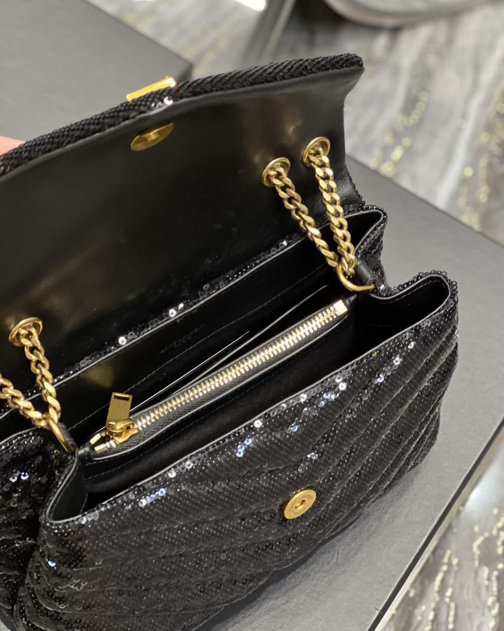 [REP 1:1] Saint Laurent Loulou Small Chain Bag Black For Women, Women's Bags 9in/23cm YSL 494699FAAER1000