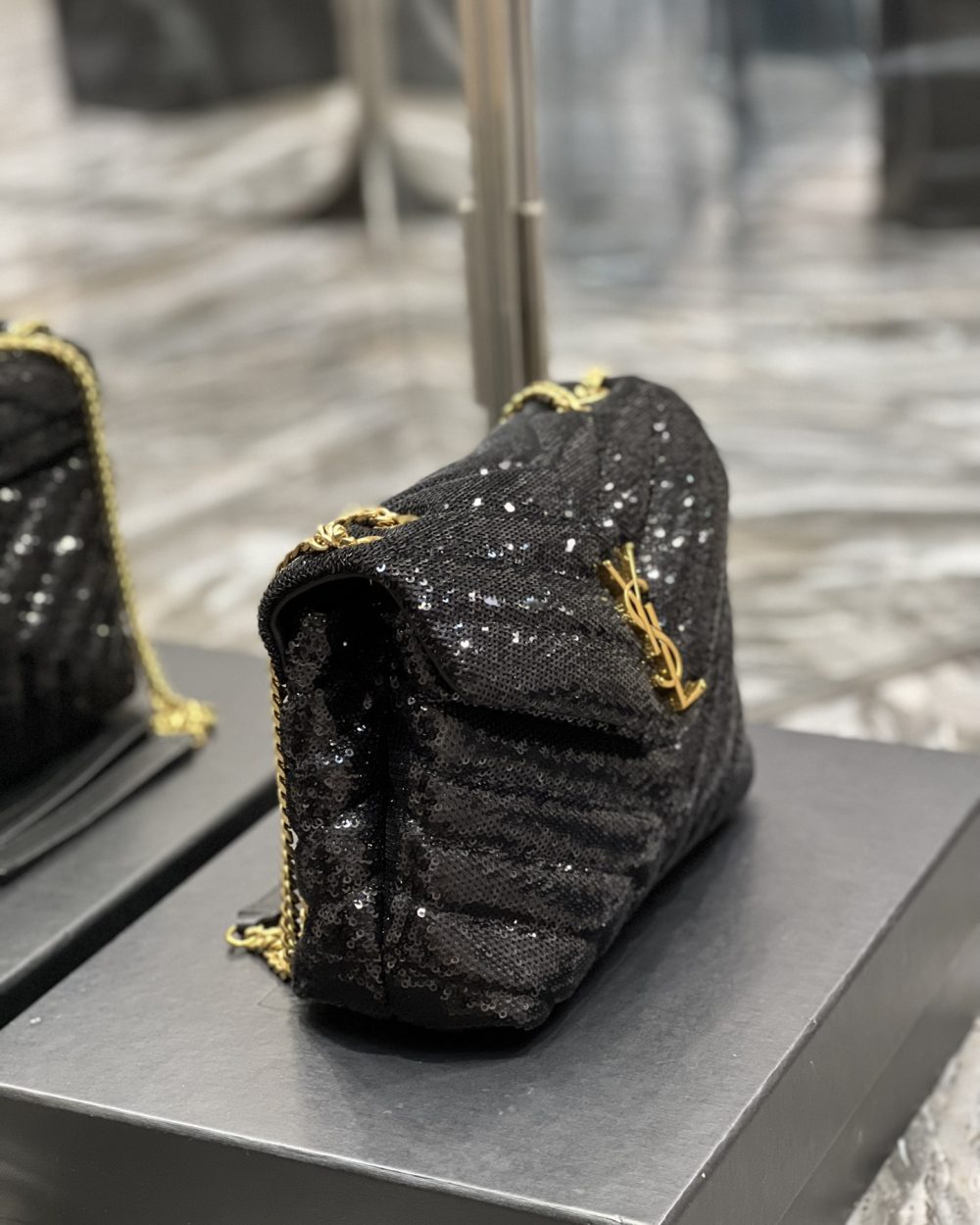 [REP 1:1] Saint Laurent Loulou Small Chain Bag Black For Women, Women's Bags 9in/23cm YSL 494699FAAER1000