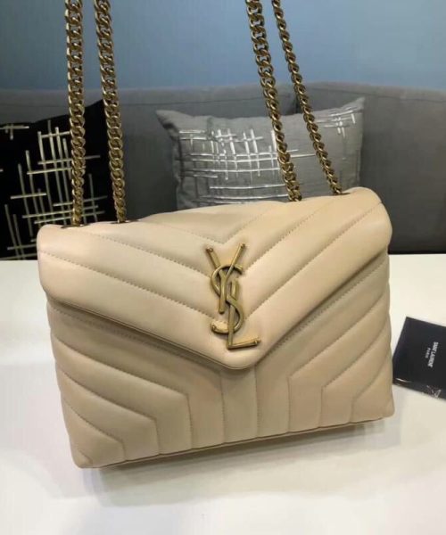 [REP 1:1] Saint Laurent Loulou Small Chain Bag In Matelassé "Y" Beige For Women 9.8in/23cm YSL 494699DV7272721