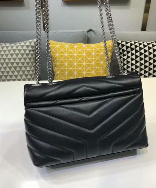 [REP 1:1] Saint Laurent Loulou Small Chain Bag In Matelassé "Y" Black For Women 9.8in/23cm YSL 494699DV7261000