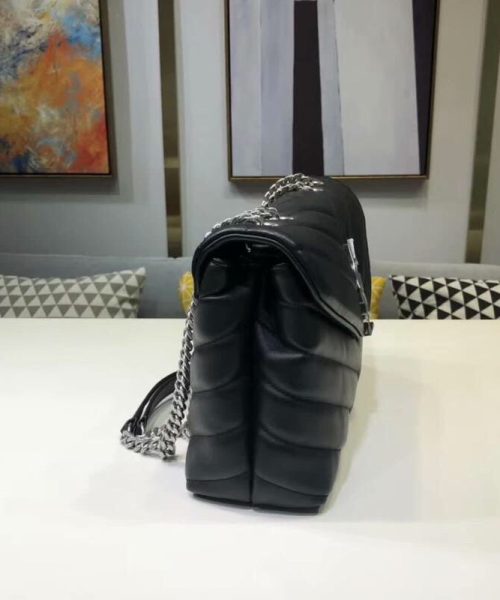 [REP 1:1] Saint Laurent Loulou Small Chain Bag In Matelassé "Y" Black For Women 9.8in/23cm YSL 494699DV7261000