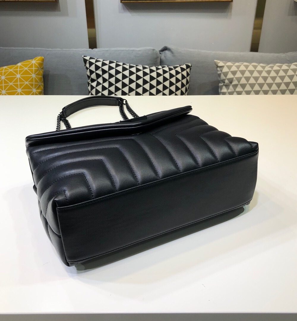 [REP 1:1] Saint Laurent Loulou Small Chain Bag In Matelassé "Y" Black For Women 9.8in/23cm YSL 494699DV7281000