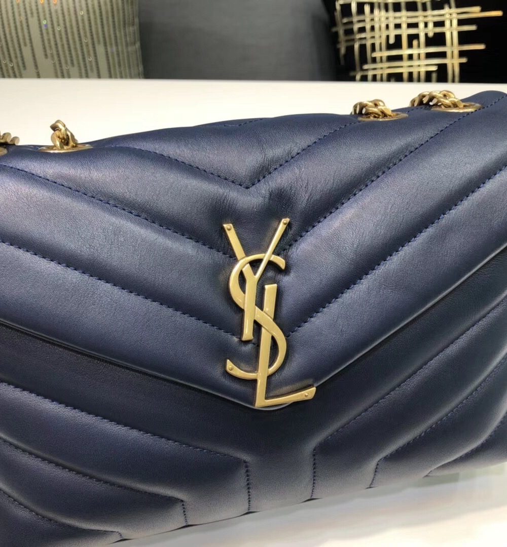 [REP 1:1] Saint Laurent Loulou Small Chain Bag In Matelassé "Y" Blue For Women 9.8in/23cm YSL 494699DV7274147