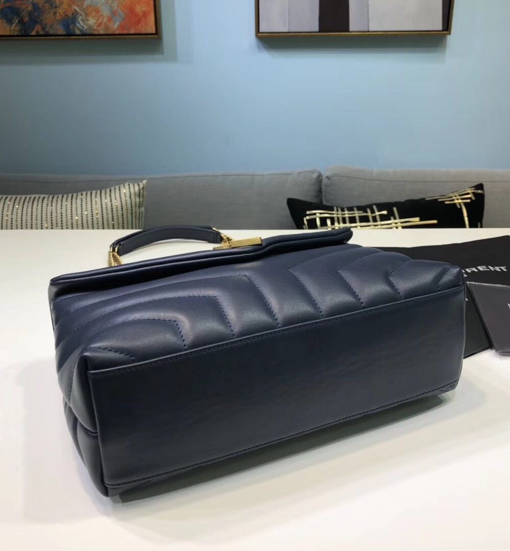 [REP 1:1] Saint Laurent Loulou Small Chain Bag In Matelassé "Y" Blue For Women 9.8in/23cm YSL 494699DV7274147