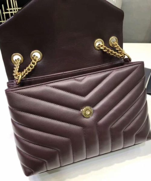 [REP 1:1] Saint Laurent Loulou Small Chain Bag In Matelassé "Y" Burgundy For Women 9.8in/23cm YSL 494699DV7276475