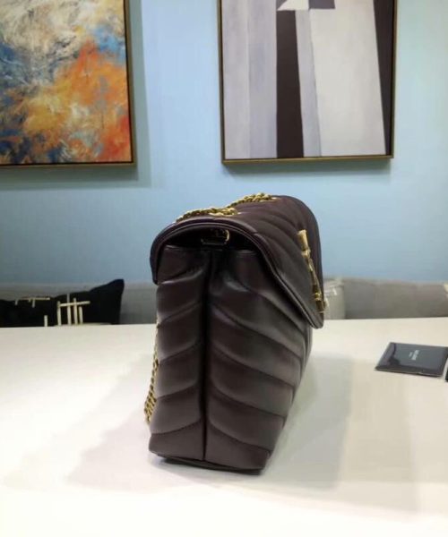 [REP 1:1] Saint Laurent Loulou Small Chain Bag In Matelassé "Y" Burgundy For Women 9.8in/23cm YSL 494699DV7276475