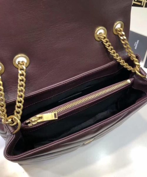 [REP 1:1] Saint Laurent Loulou Small Chain Bag In Matelassé "Y" Burgundy For Women 9.8in/23cm YSL 494699DV7276475