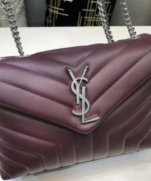 [REP 1:1] Saint Laurent Loulou Small Chain Bag In Matelassé "Y" Burgundy For Women 9.8in/23cm YSL