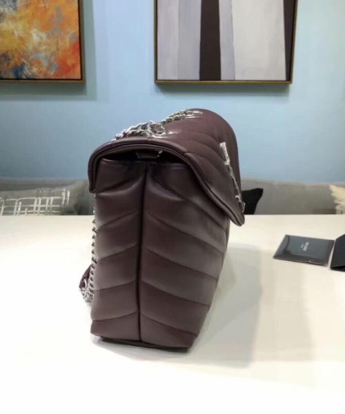 [REP 1:1] Saint Laurent Loulou Small Chain Bag In Matelassé "Y" Burgundy For Women 9.8in/23cm YSL