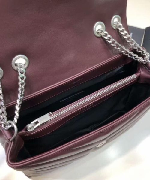 [REP 1:1] Saint Laurent Loulou Small Chain Bag In Matelassé "Y" Burgundy For Women 9.8in/23cm YSL
