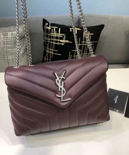 [REP 1:1] Saint Laurent Loulou Small Chain Bag In Matelassé "Y" Burgundy For Women 9.8in/23cm YSL