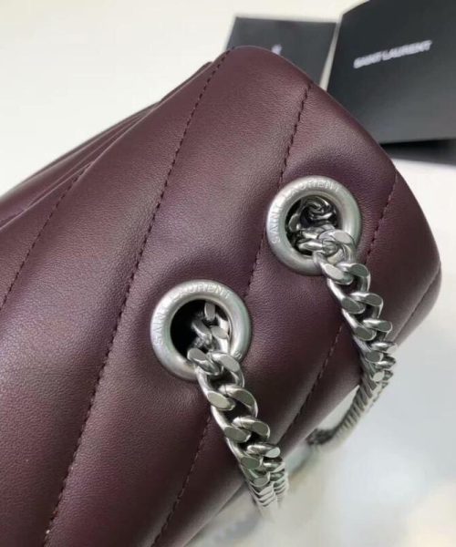 [REP 1:1] Saint Laurent Loulou Small Chain Bag In Matelassé "Y" Burgundy For Women 9.8in/23cm YSL