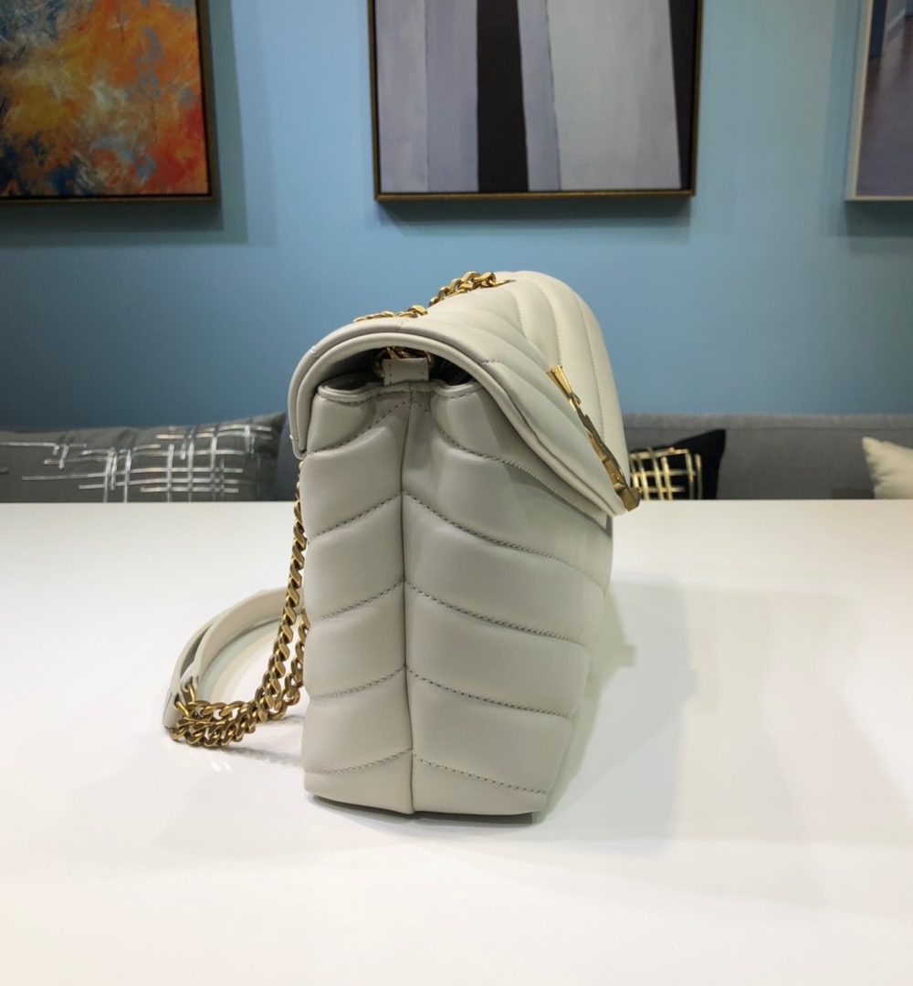 [REP 1:1] Saint Laurent Loulou Small Chain Bag In Matelassé "Y" White For Women 9.8in/23cm YSL 494699DV7279207