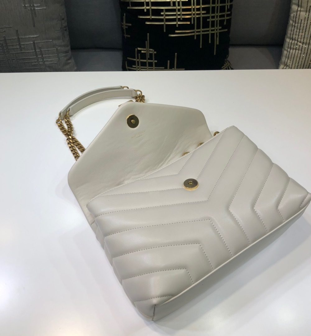 [REP 1:1] Saint Laurent Loulou Small Chain Bag In Matelassé "Y" White For Women 9.8in/23cm YSL 494699DV7279207