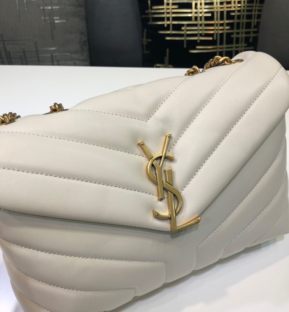 [REP 1:1] Saint Laurent Loulou Small Chain Bag In Matelassé "Y" White For Women 9.8in/23cm YSL 494699DV7279207