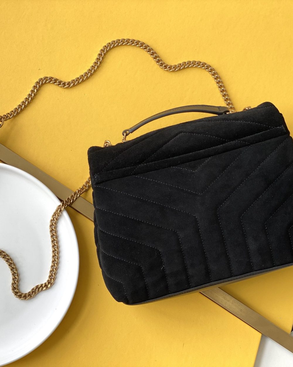 [REP 1:1] Saint Laurent Loulou Small Chain Bag In "Y" Black With Gold Hardware For Women 9.8in/23cm YSL 4946991U8671000