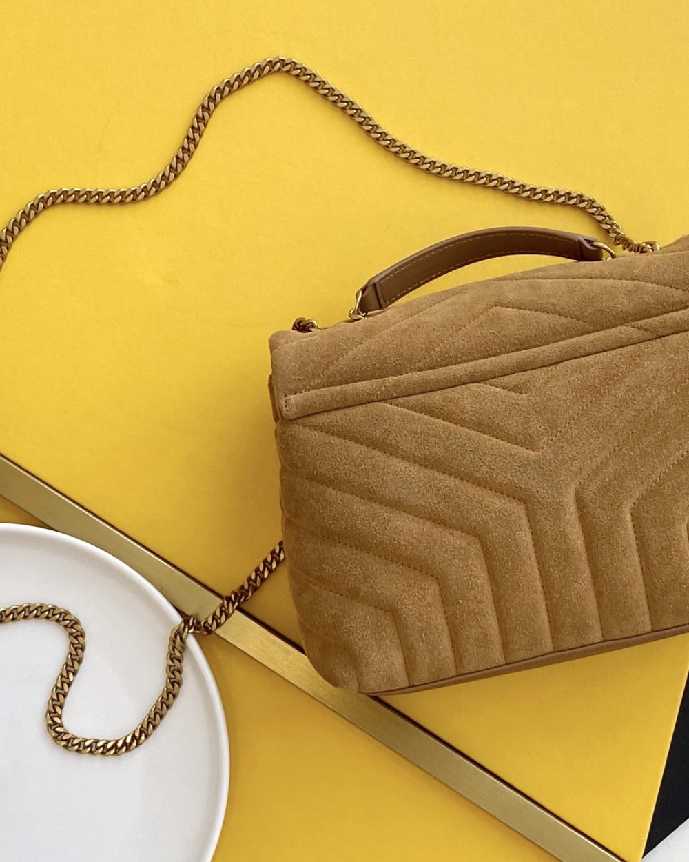 [REP 1:1] Saint Laurent Loulou Small Chain Bag In "Y" Brown With Gold Hardware For Women 9.8in/23cm YSL 4946991U8C77761