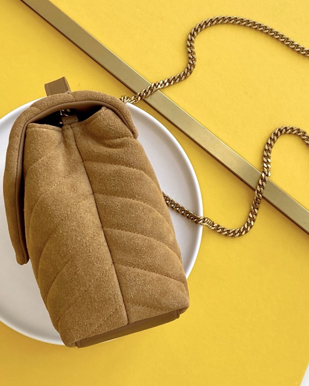 [REP 1:1] Saint Laurent Loulou Small Chain Bag In "Y" Brown With Gold Hardware For Women 9.8in/23cm YSL 4946991U8C77761