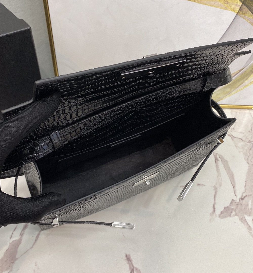 [REP 1:1] Saint Laurent Manhattan Shoulder Bag In-Shiny Black For Women 11.4in/29cm YSL 579271DND0J1000