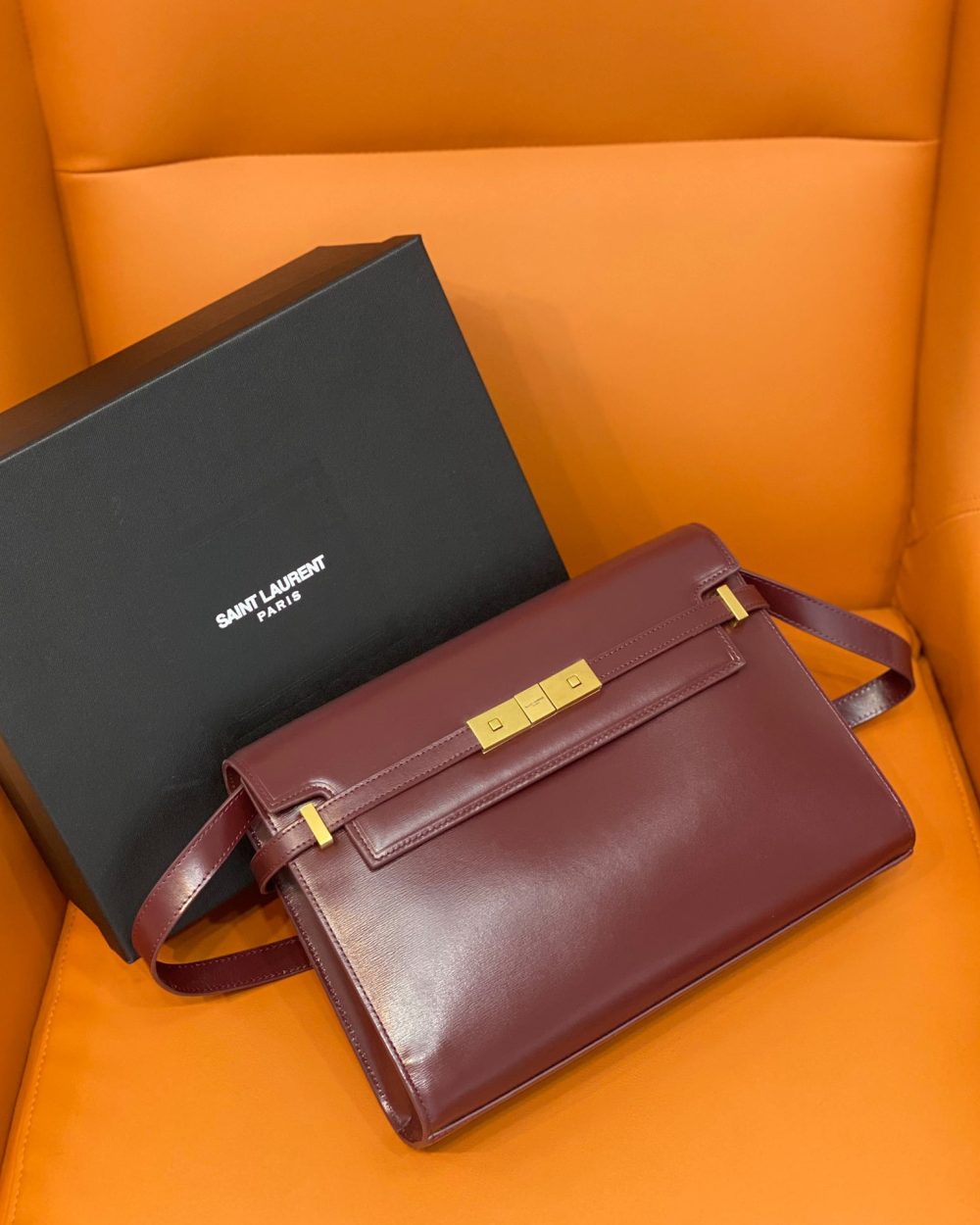 [REP 1:1] Saint Laurent Manhattan Shoulder Bag Rouge Legion For Women 11.4in/29cm YSL 5792710SX0W6475