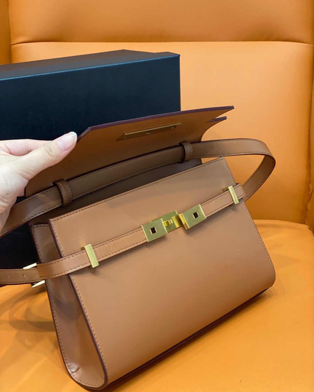 [REP 1:1] Saint Laurent Manhattan Small Shoulder Bag Brown For Women 9.4in/24cm YSL 6756260SXPW6362