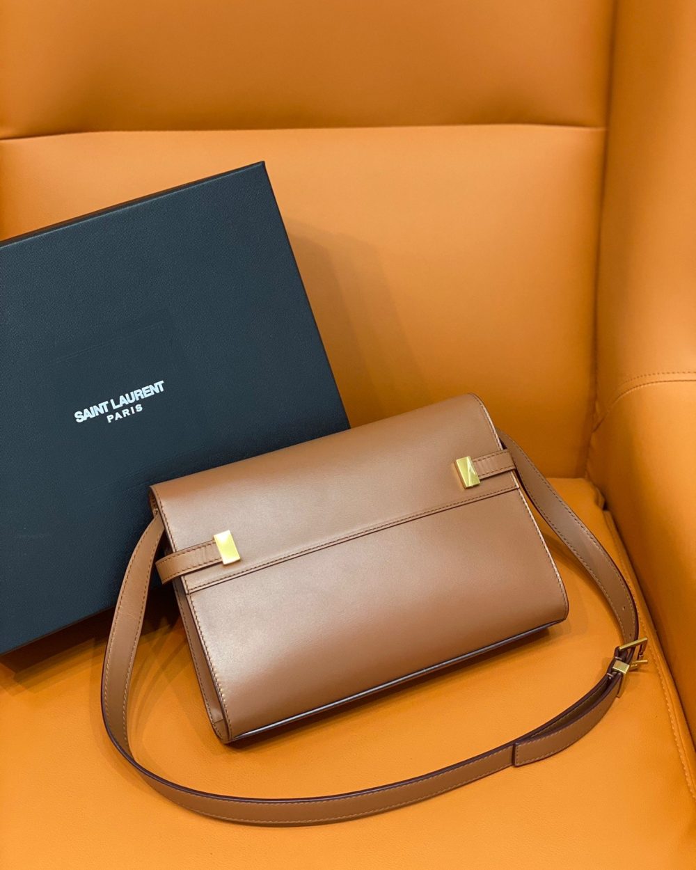 [REP 1:1] Saint Laurent Manhattan Small Shoulder Bag Brown For Women 9.4in/24cm YSL 6756260SXPW6362