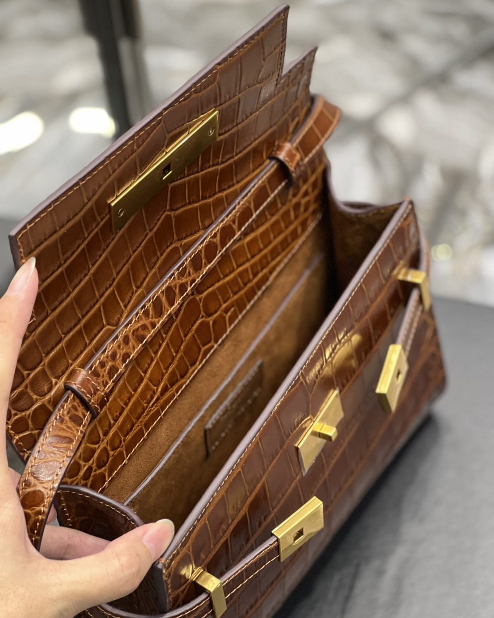 [REP 1:1] Saint Laurent Manhattan Small Shoulder Bag Brown For Women, Women's Bags 9.4in/24cm YSL 675626AAAOH2591