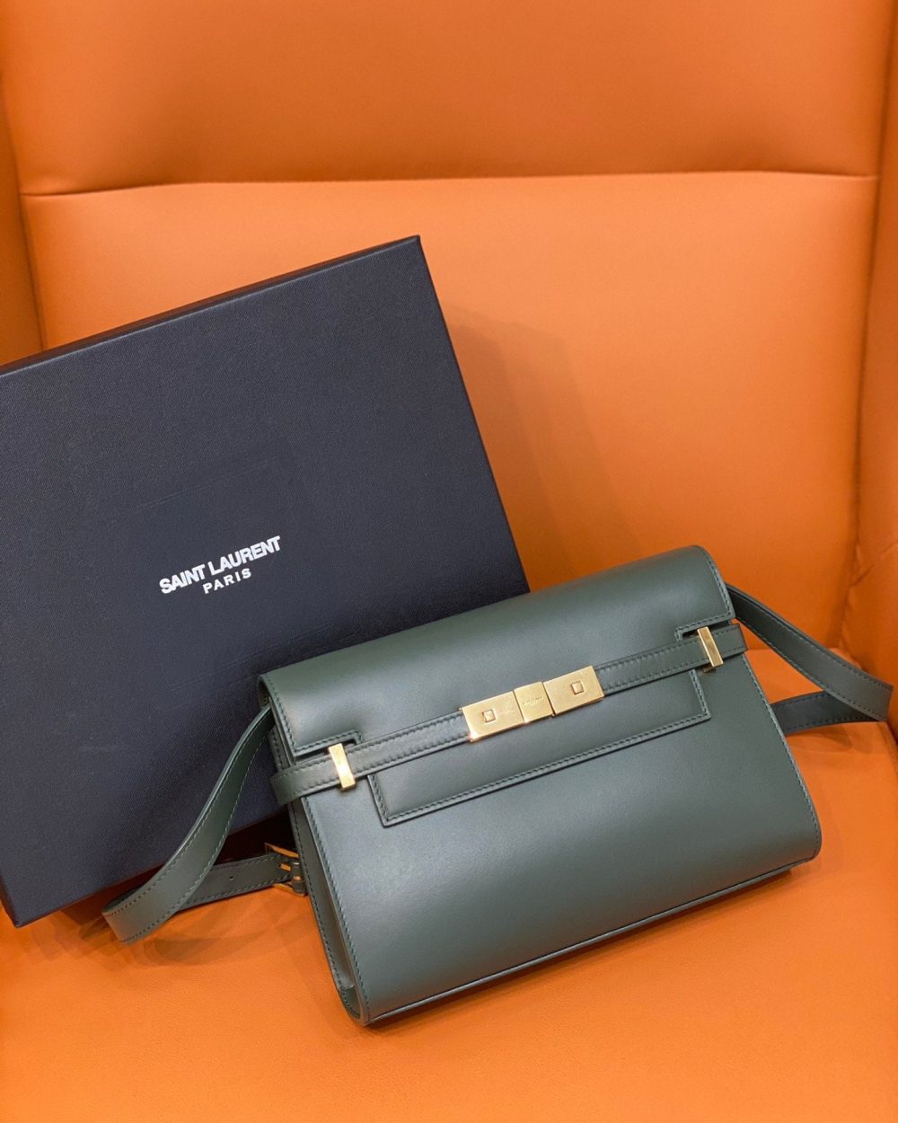 [REP 1:1] Saint Laurent Manhattan Small Shoulder Bag Dark Green For Women 9.4in/24cm YSL
