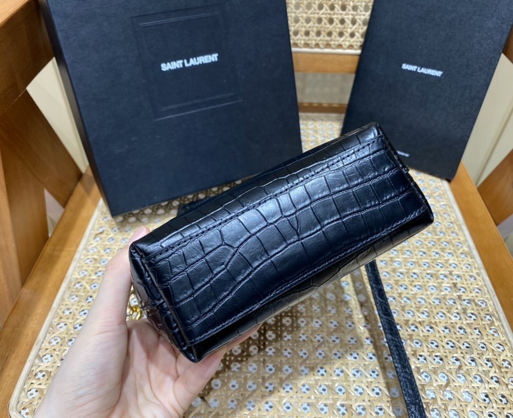 [REP 1:1] Saint Laurent Mini Toy Shopping Bag Black For Women, Women's Bags 7.1in/18cm YSL 712367AAAOH1000