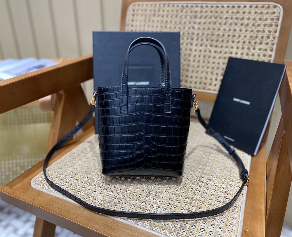 [REP 1:1] Saint Laurent Mini Toy Shopping Bag Black For Women, Women's Bags 7.1in/18cm YSL 712367AAAOH1000