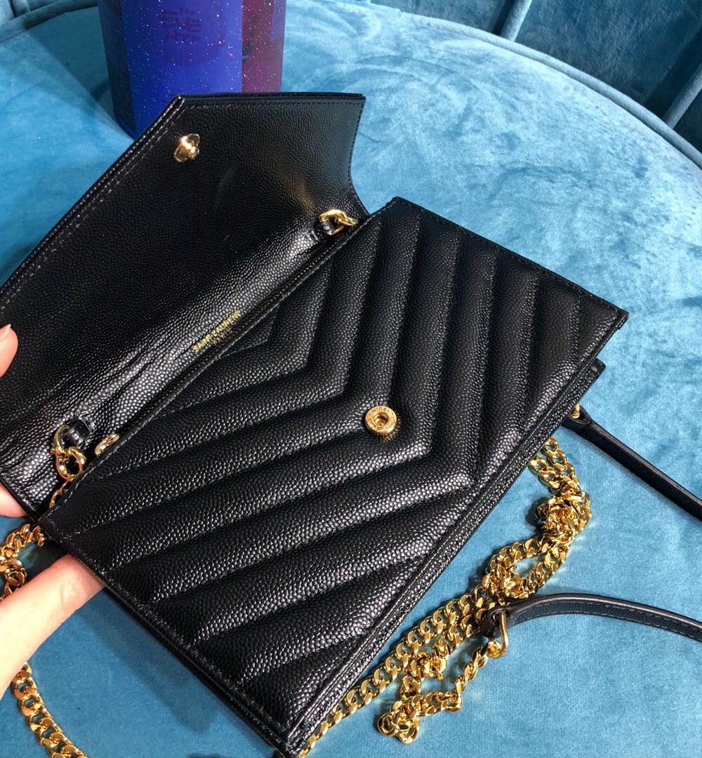 [REP 1:1] Saint Laurent Monogram Quilted Shoulder Bag Black For Women 9in/23cm YSL 118-2000644-377828BOW01