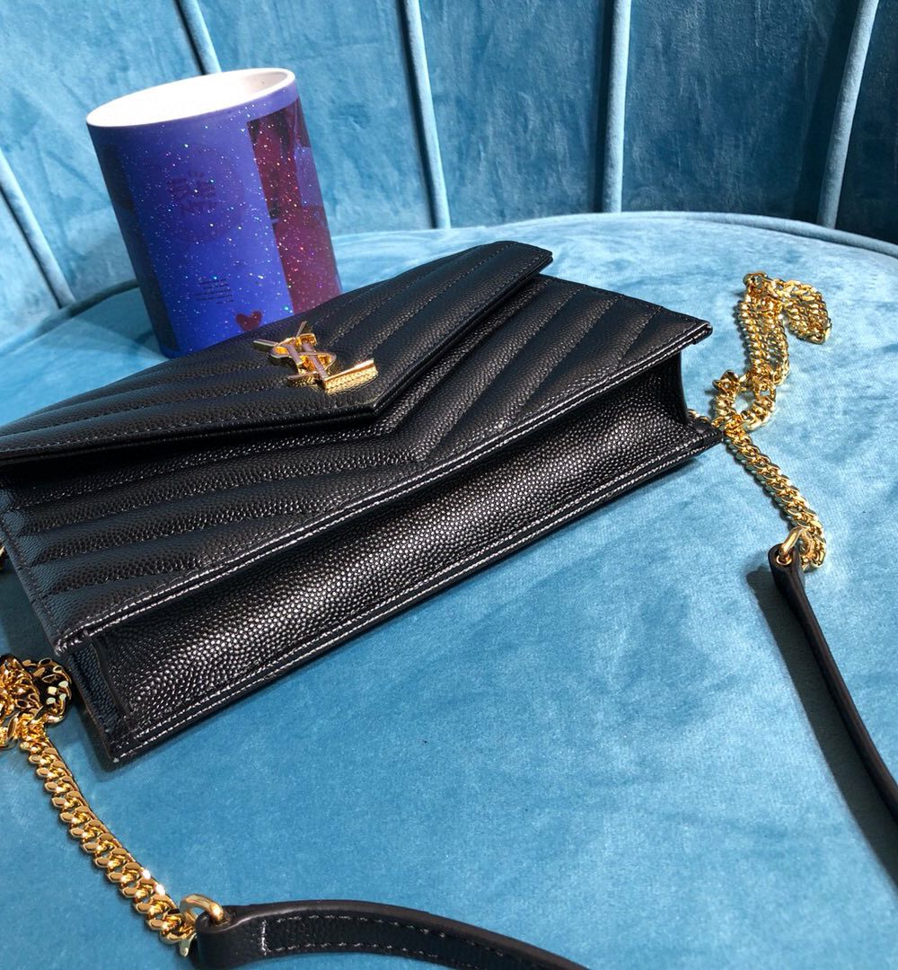 [REP 1:1] Saint Laurent Monogram Quilted Shoulder Bag Black For Women 9in/23cm YSL 118-2000644-377828BOW01