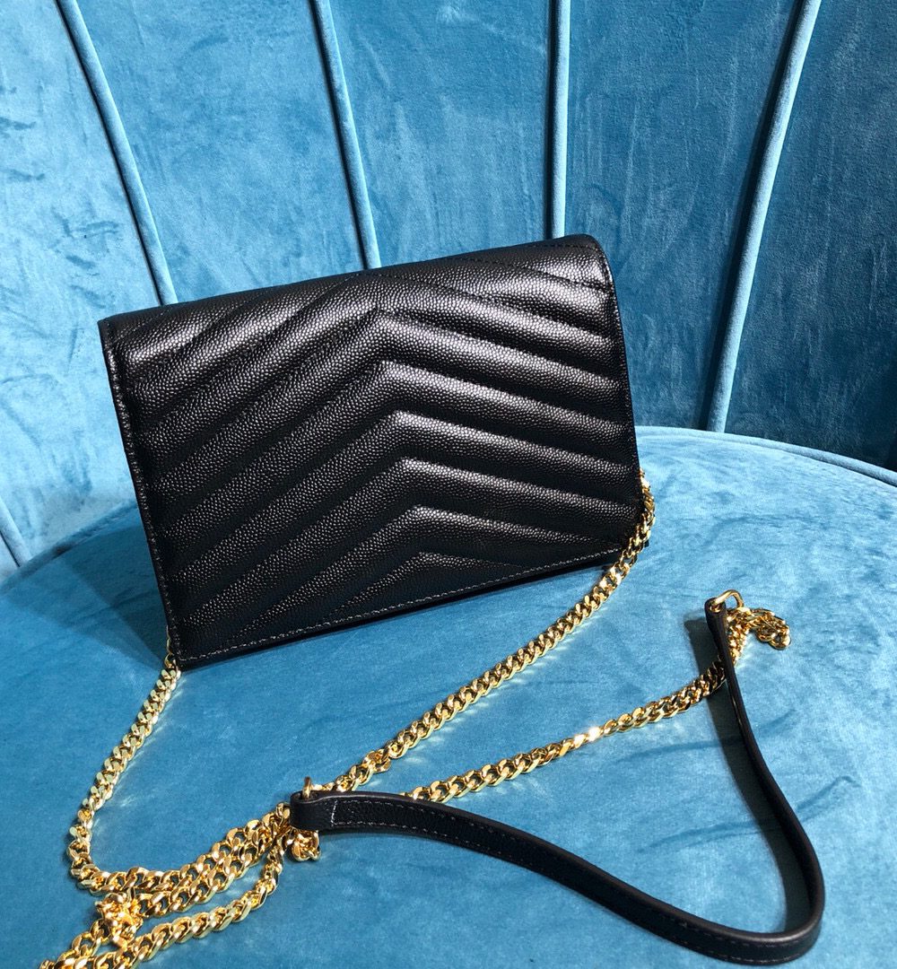 [REP 1:1] Saint Laurent Monogram Quilted Shoulder Bag Black For Women 9in/23cm YSL 118-2000644-377828BOW01