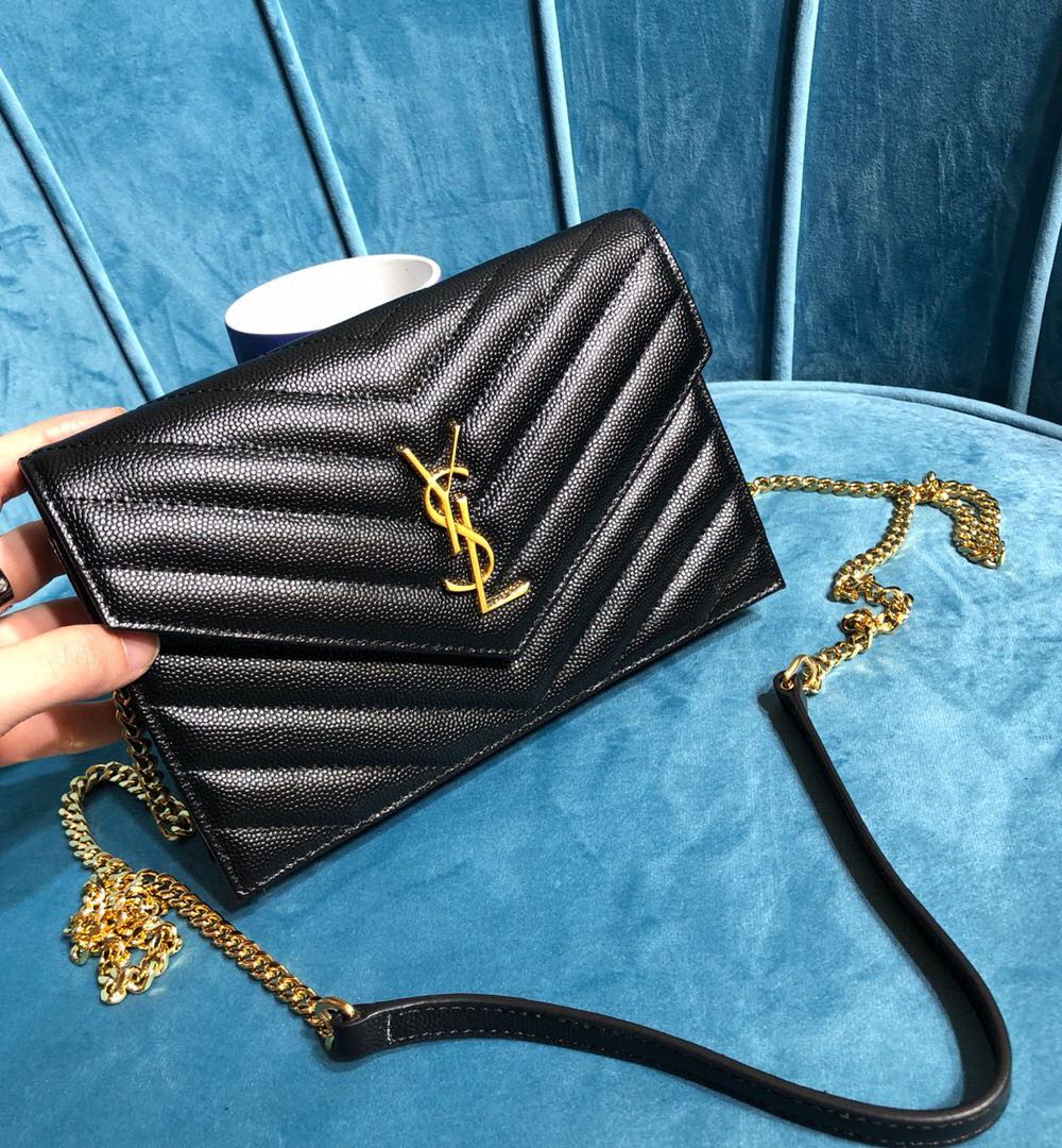 [REP 1:1] Saint Laurent Monogram Quilted Shoulder Bag Black For Women 9in/23cm YSL 118-2000644-377828BOW01